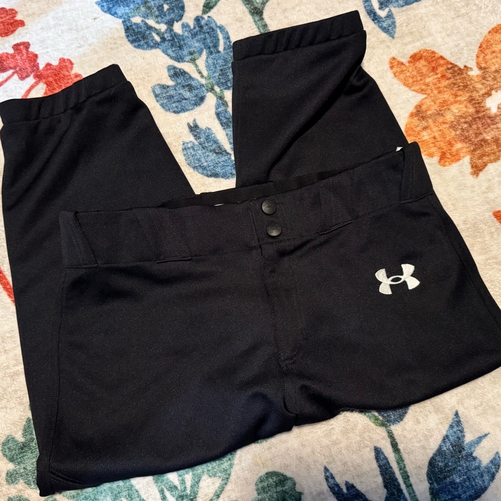 Under Armour Boys Baseball Pants Black Youth Sz Large